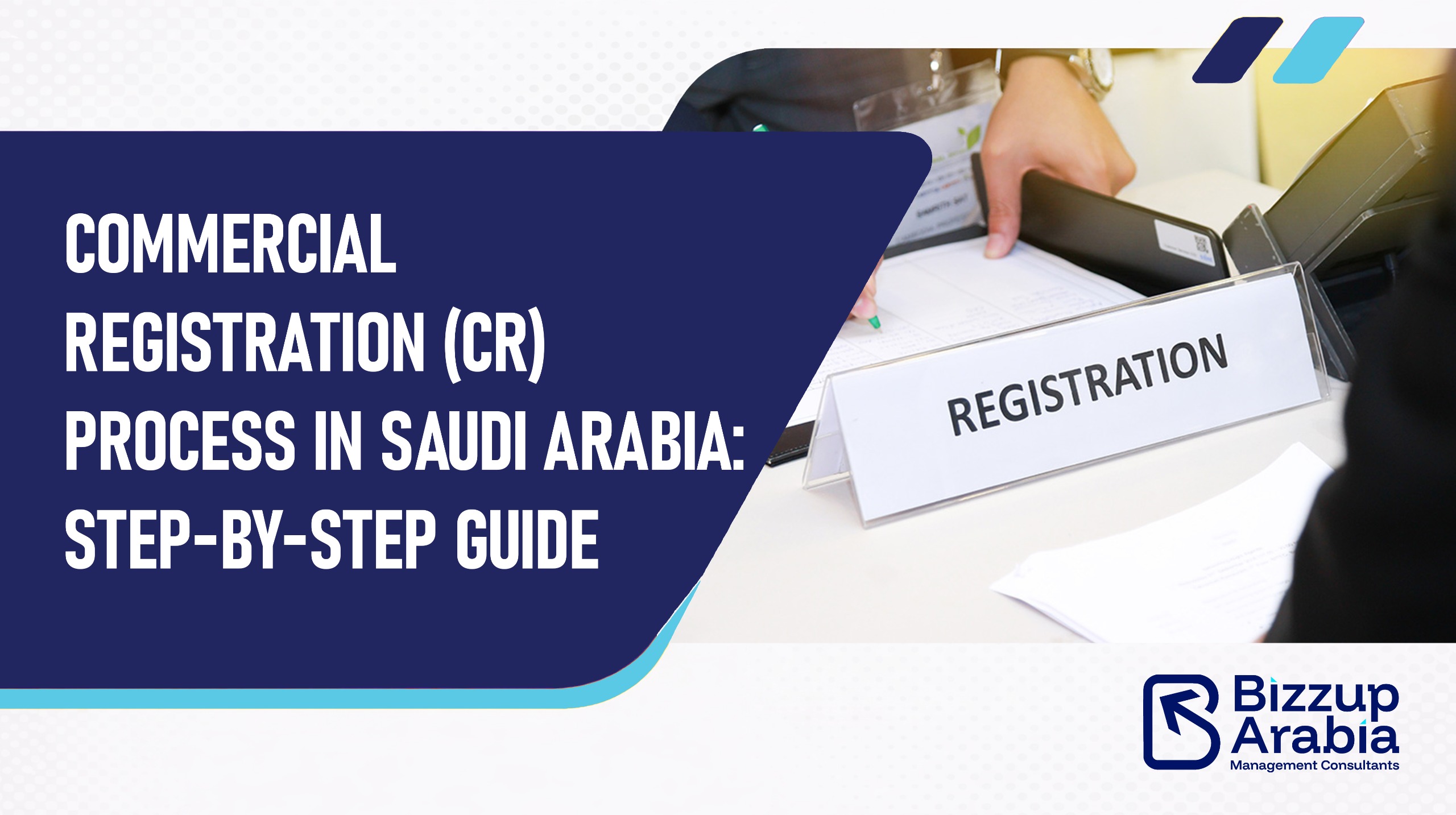 Business professionals reviewing Commercial Registration documents in Saudi Arabia